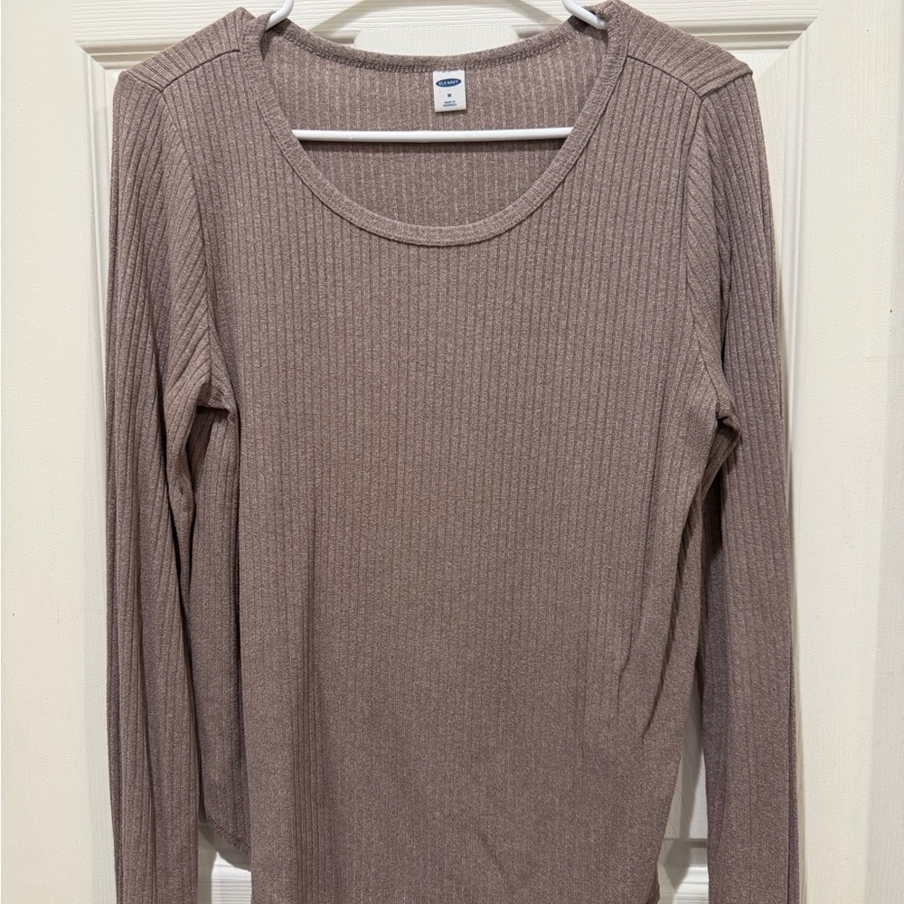Old Navy Taupe Ribbed Long Sleeve Tee